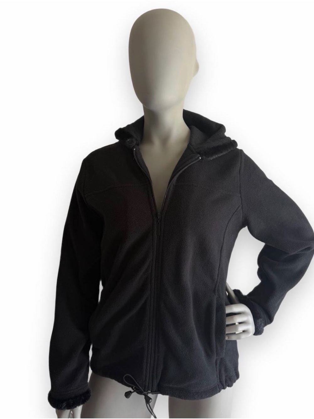 Carolyn Taylor fleece hoodie zip up NWt women’s M black